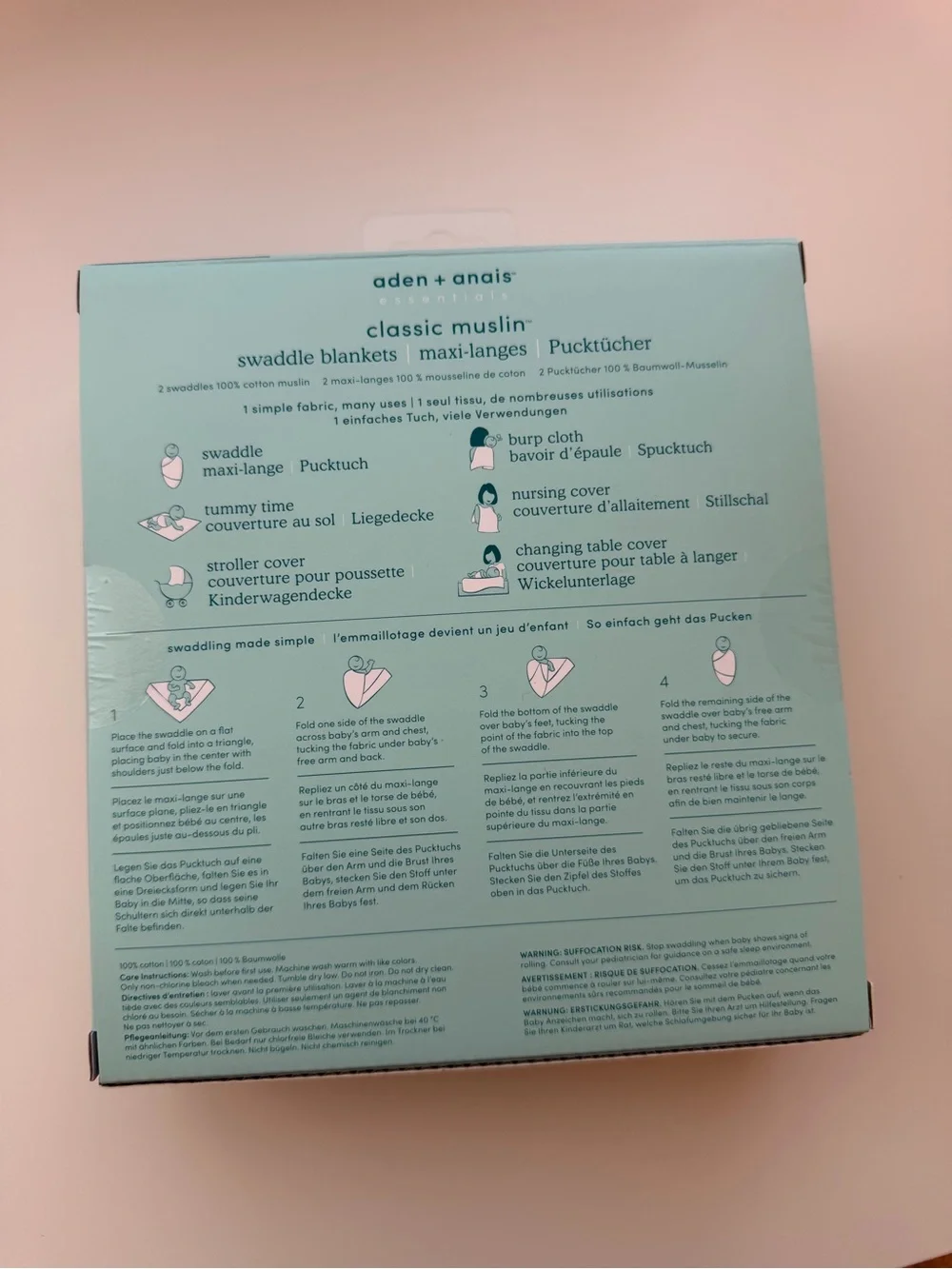 aden + anais Classic Muslin Swaddle Blankets - Mint